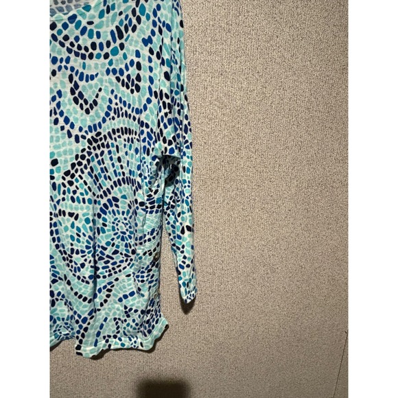 Talbots Women's Blue Pattern Knit Top Dolman 3/4‎ Sleeve Blouse Medium - Picture 2 of 7